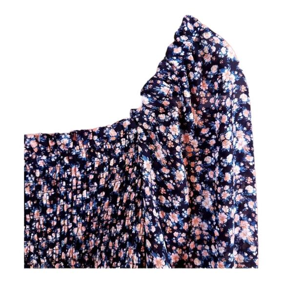 Wild Fable Smocked Ditsy Floral Square Neck Puff Sleeve Crop Top Women's XS - Picture 3 of 7